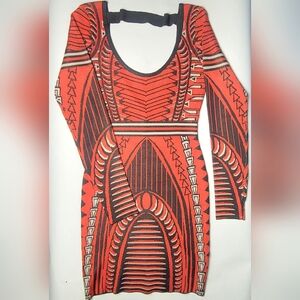 Egyptian Pattern Mini Party Dress